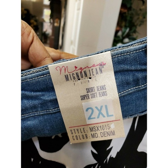 Mignon Women Blue Denim Cotton Blend Distressed A-Line Jean Skirt Size 1,2 & 3XL - Picture 11 of 12